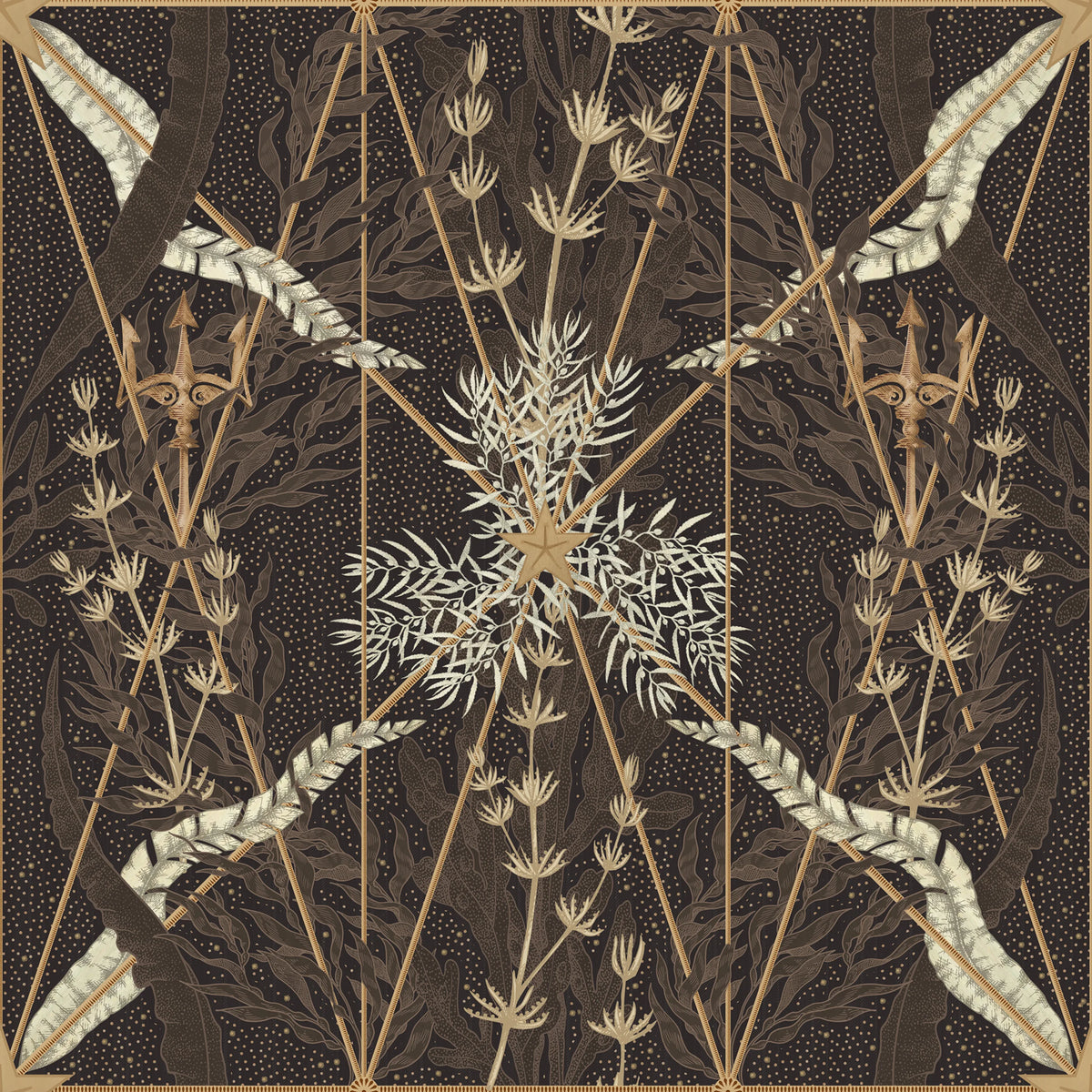 Seaweed & Stars, Rust Mural Wallpaper - pure wallpaper artwork
