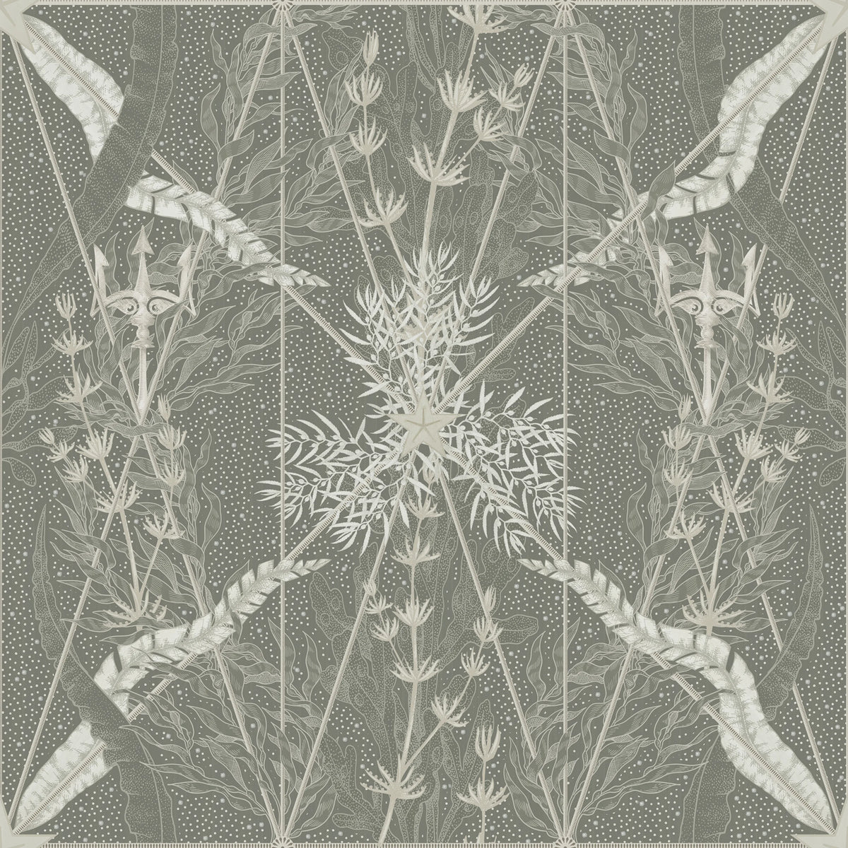 Seaweed & Stars, Green Mural Wallpaper - pure wallpaper artwork