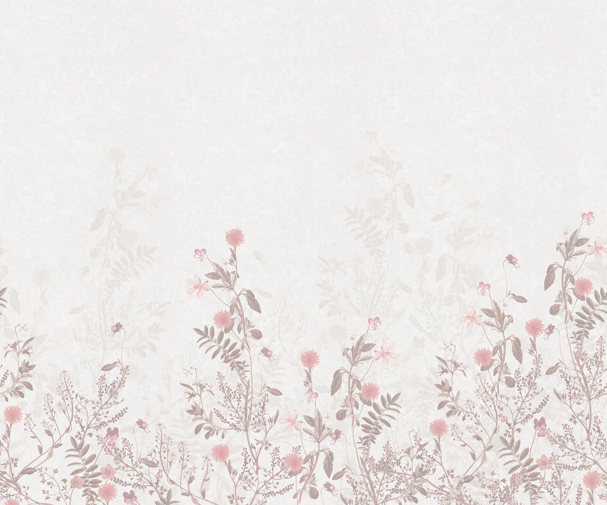 Stormy Meadow, Dusty Pink Mural Wallpaper - pure wallpaper artwork