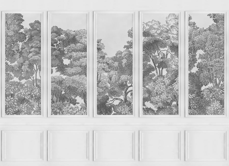 Bellewood Panels, Graphite Mural Wallpaper