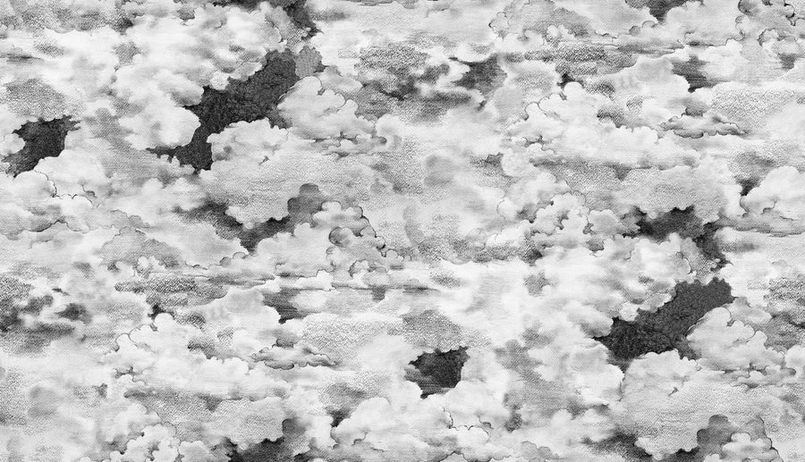 Chubby Clouds, Graphite Mural Wallpaper