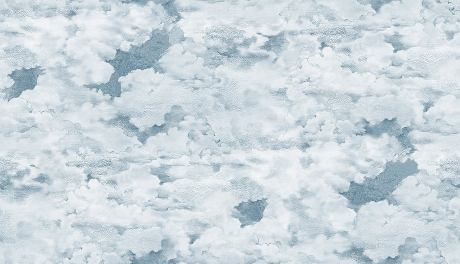Chubby Clouds, Soft Blue Mural Wallpaper