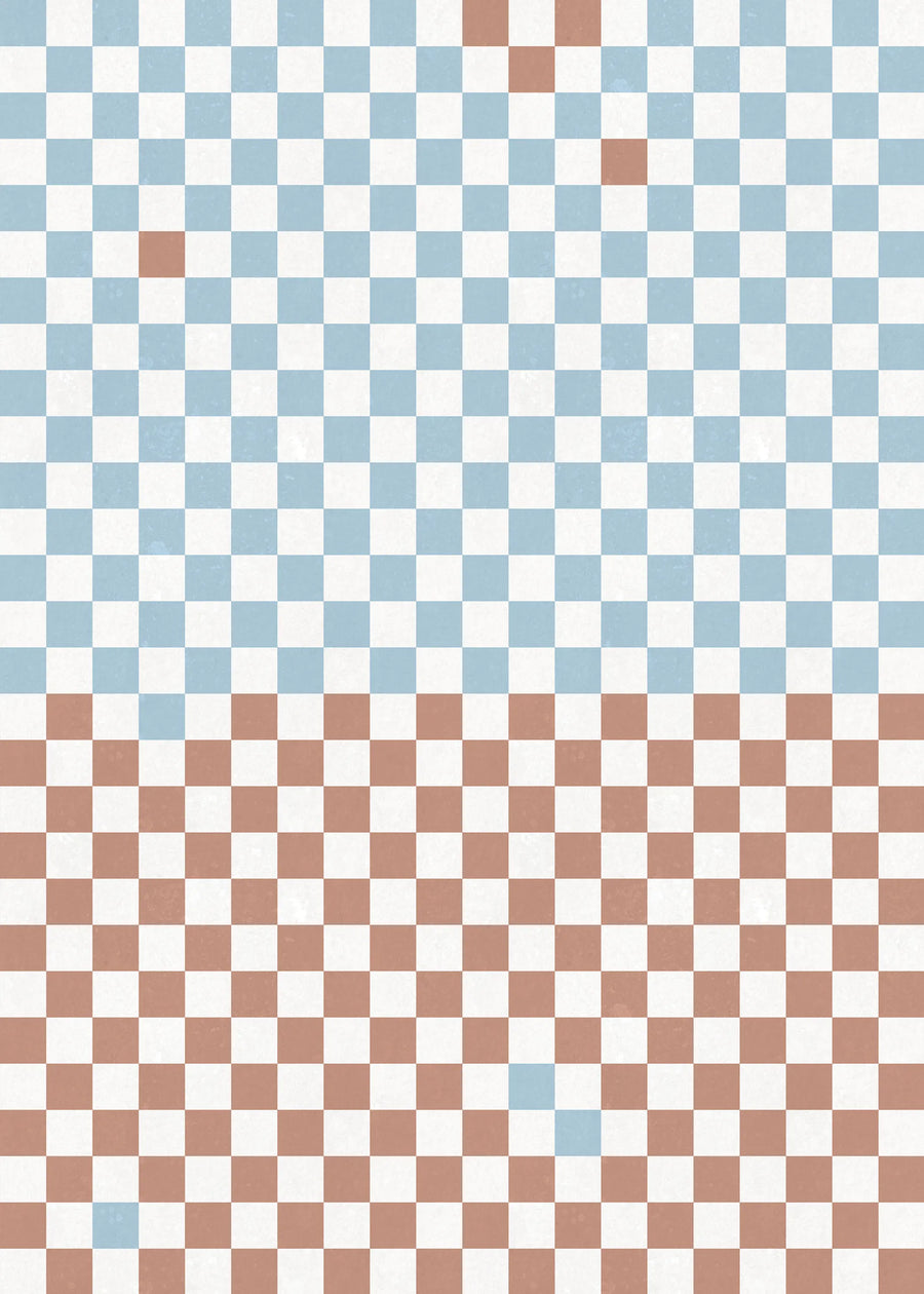 Pixels, Orange & Blue Mural Wallpaper