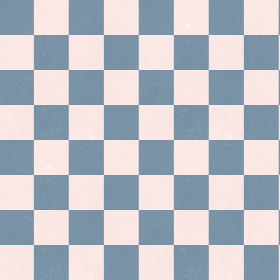 Chess, Blue & Pink Mural Wallpaper