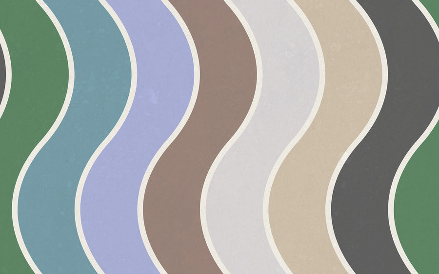 Seventies Waves, Rainbow Mural Wallpaper
