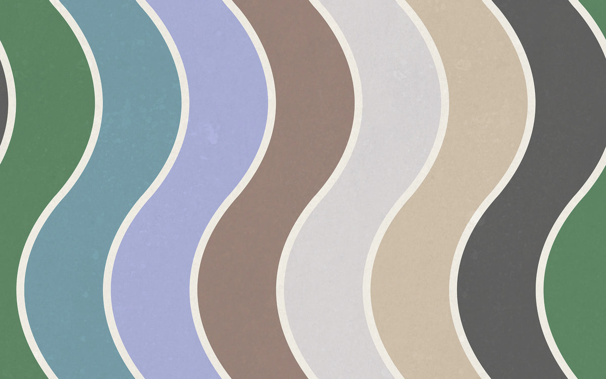 Seventies Waves, Rainbow Mural Wallpaper - pure wallpaper artwork