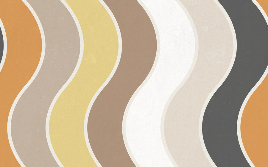 Seventies Waves, Orange Mural Wallpaper