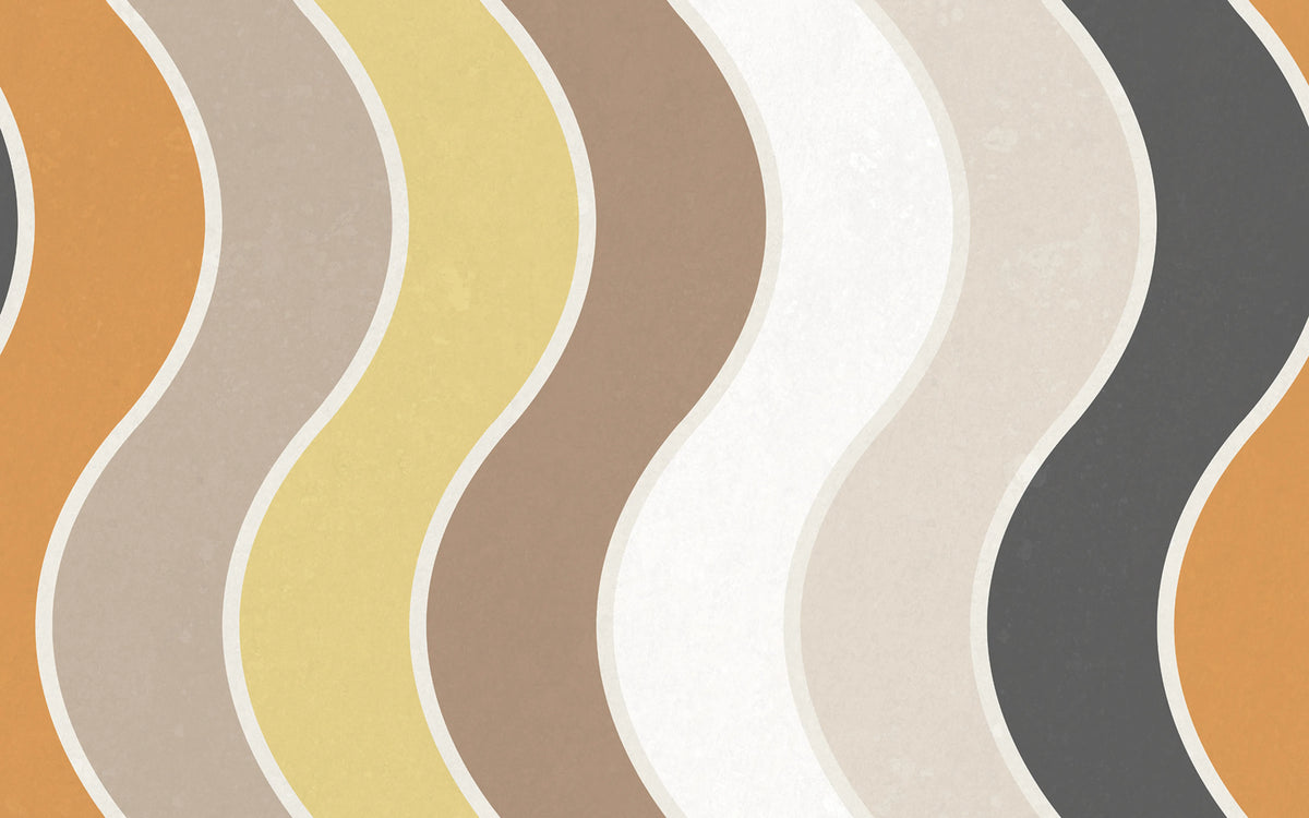 Seventies Waves, Orange Mural Wallpaper - pure wallpaper artwork