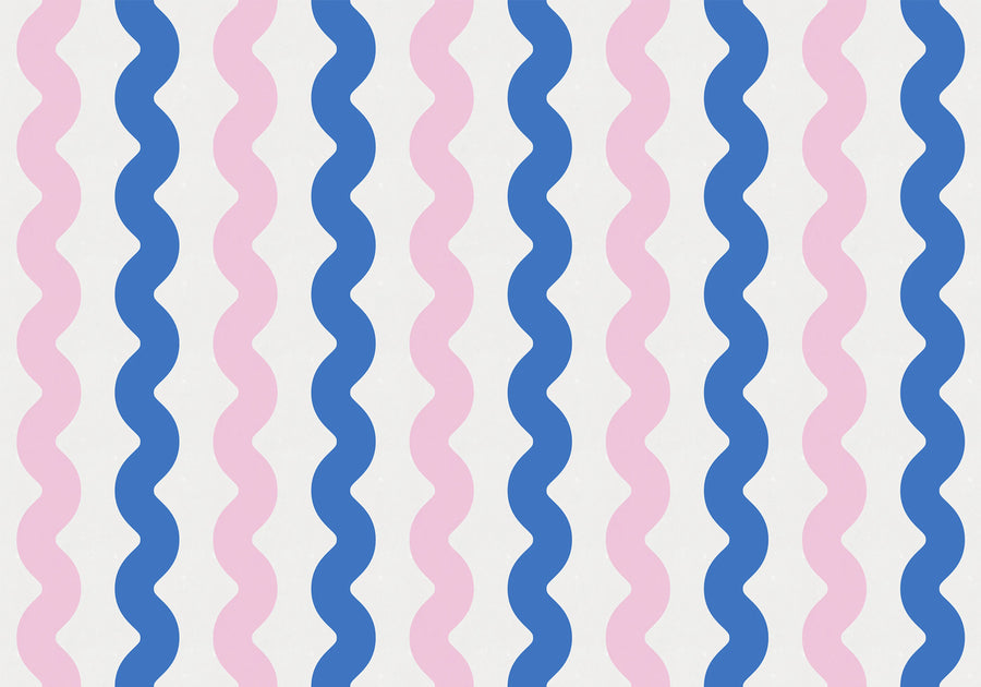 Wobbly Blue & Pink Mural Wallpaper