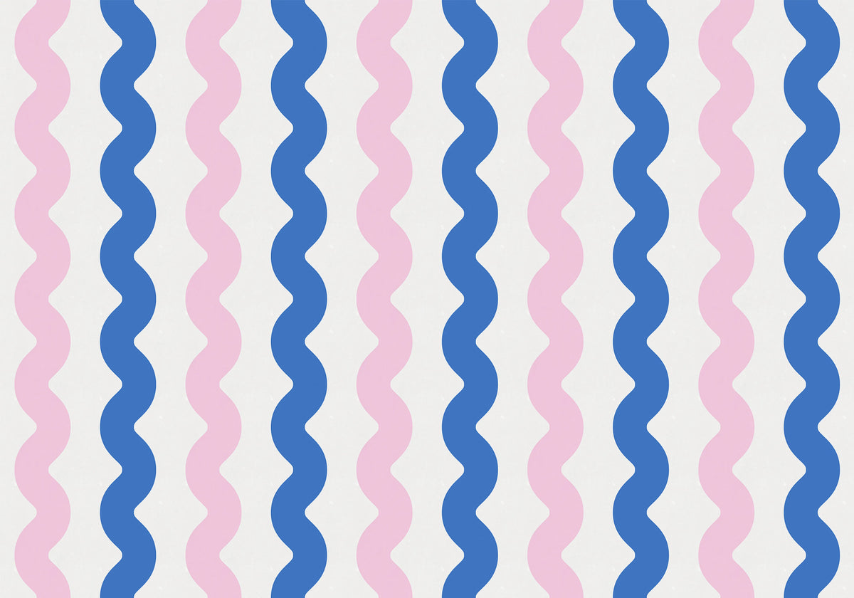 Wobbly Blue & Pink Mural Wallpaper - pure wallpaper artwork