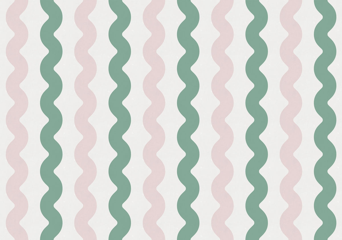 Wobbly Green & Pink Mural Wallpaper - pure wallpaper artwork