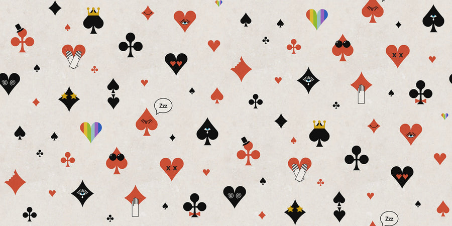 Poker Face, Red Mural Wallpaper