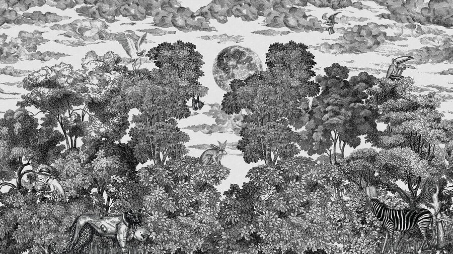 Bellewood Under The Moon, Graphite Mural Wallpaper