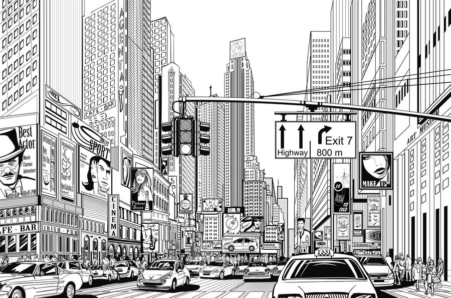 Cartoon City Kids Mural Wallpaper