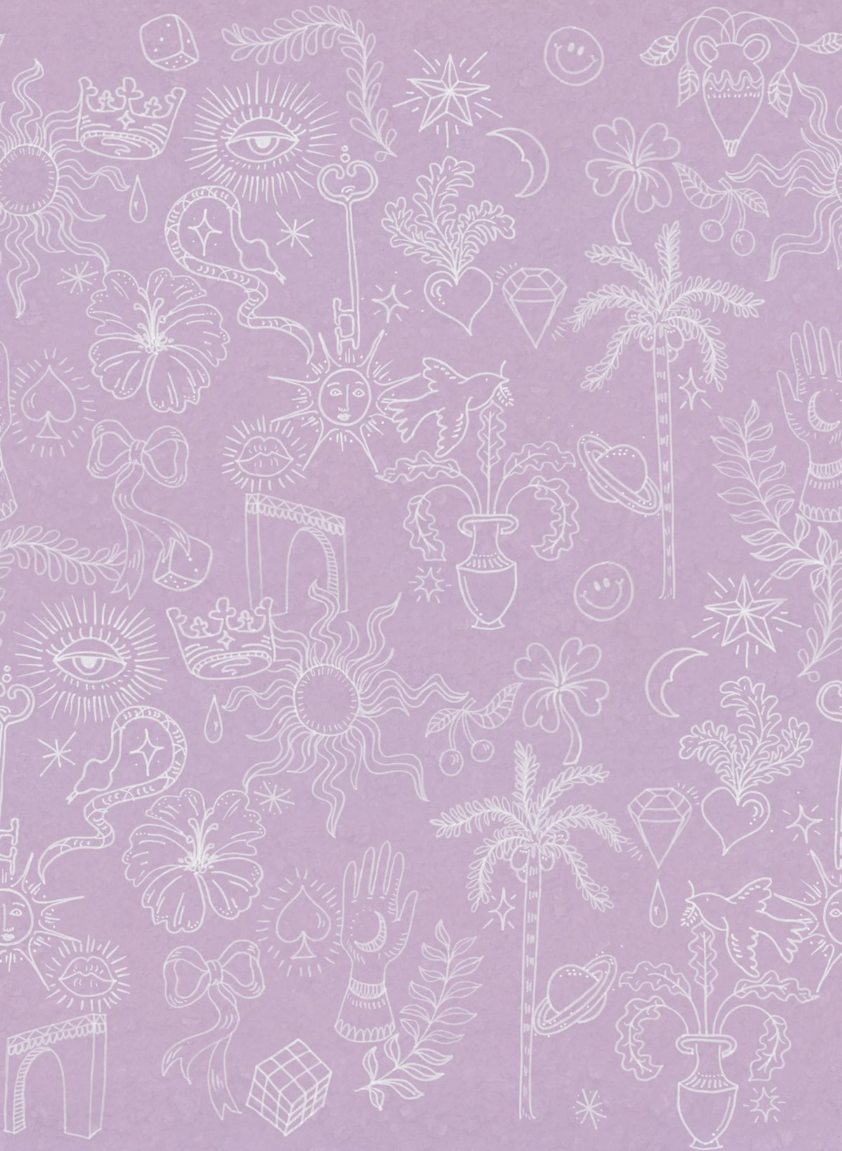 Doodle, Lilac Mural Wallpaper - pure wallpaper artwork