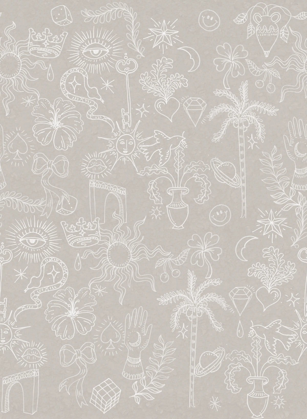 Doodle, Beige Mural Wallpaper - pure wallpaper artwork