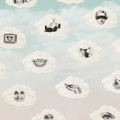 Retro Clouds, Blue Mural Wallpaper - pure wallpaper artwork