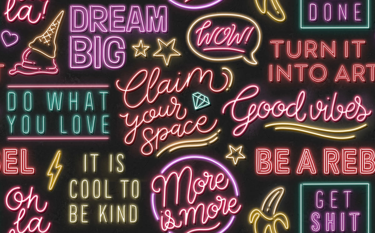 Neon Vibes, Black Mural Wallpaper - pure wallpaper artwork