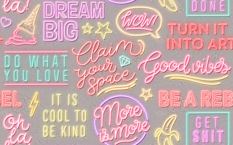 Neon Vibes, Concrete Mural Wallpaper