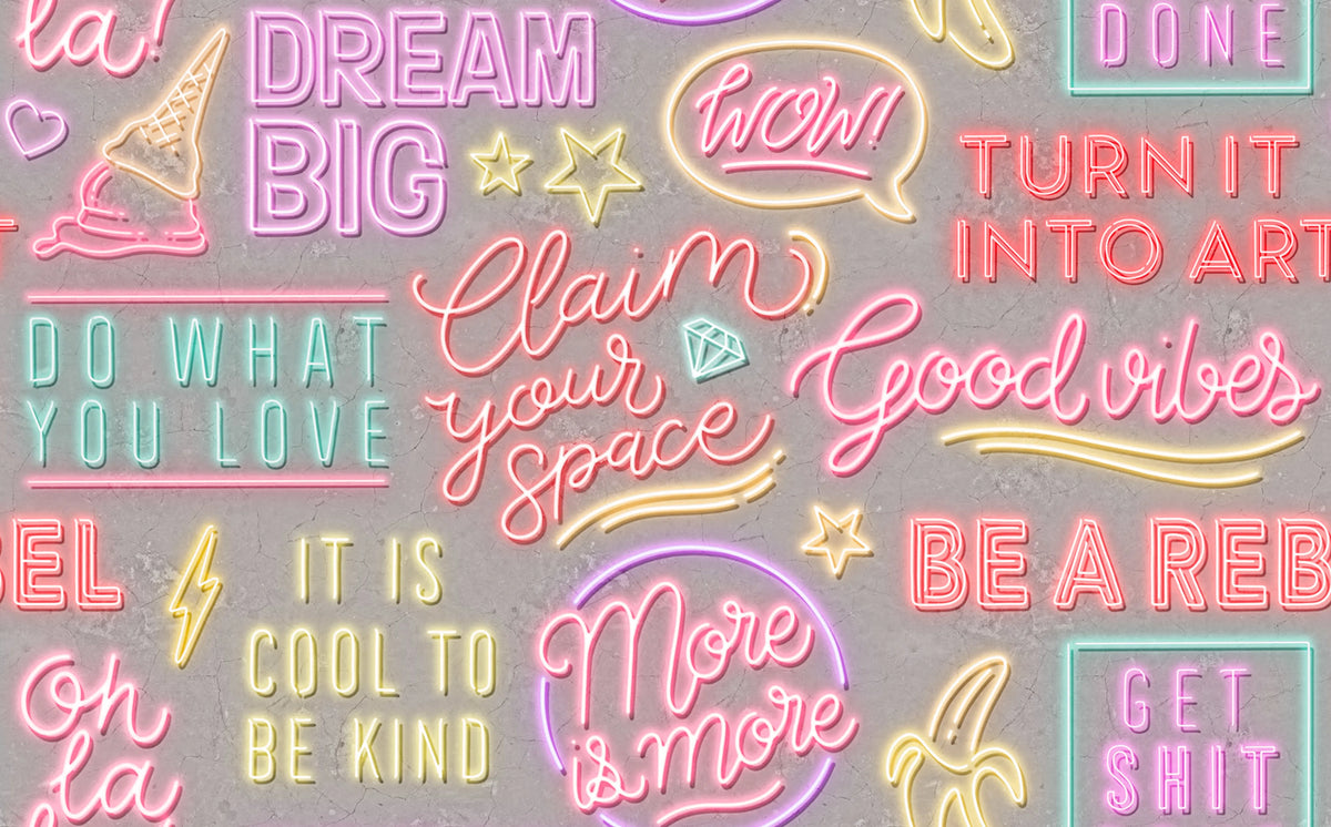 Neon Vibes, Concrete Mural Wallpaper - pure wallpaper artwork
