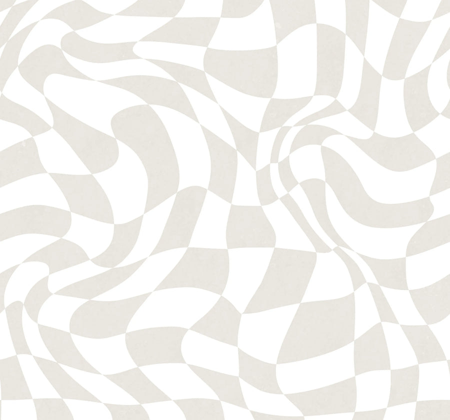 Psychedelic Chess, Beige Mural Wallpaper