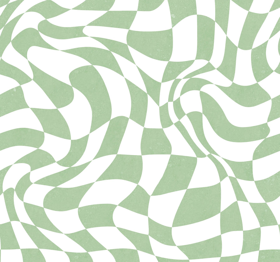 Psychedelic Chess, Green Mural Wallpaper