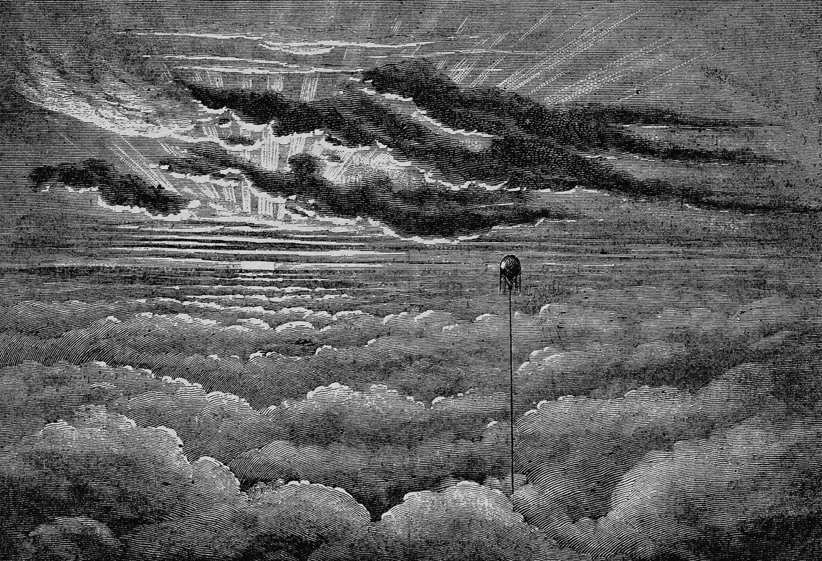 Balloon in the Sky, Graphite Mural Wallpaper - pure wallpaper artwork