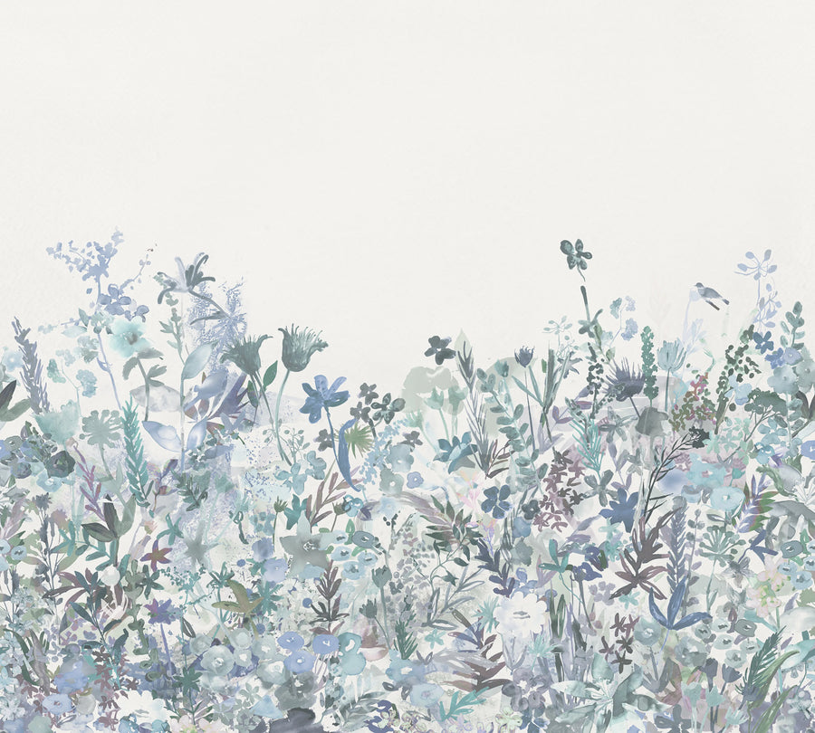 May Meadow, Soft Blue Mural Wallpaper