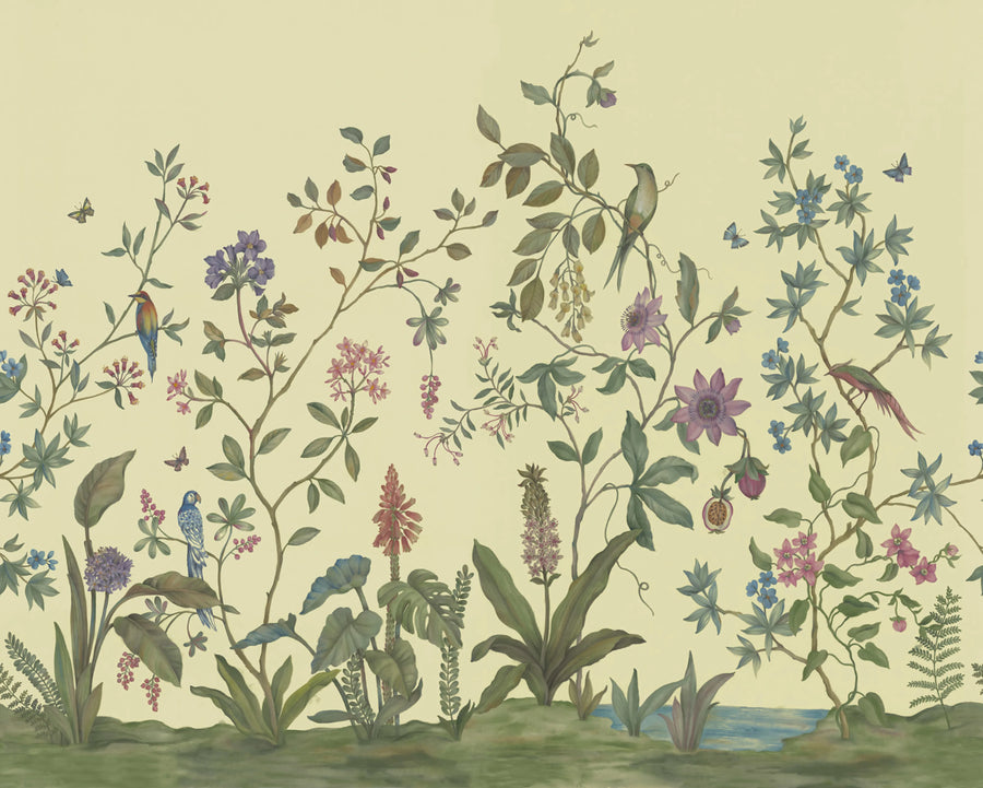 Chinoiserie, Yellow Mural Wallpaper