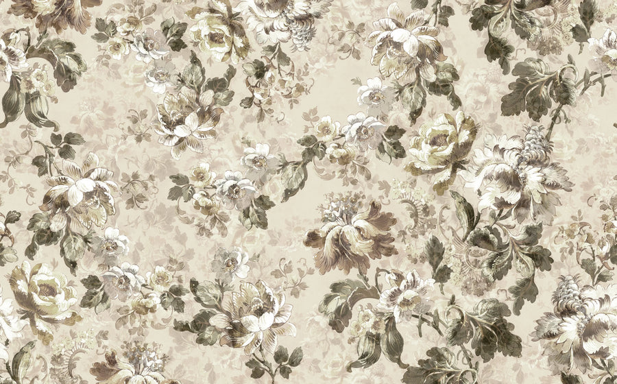 Roses, Beige Mural Wallpaper