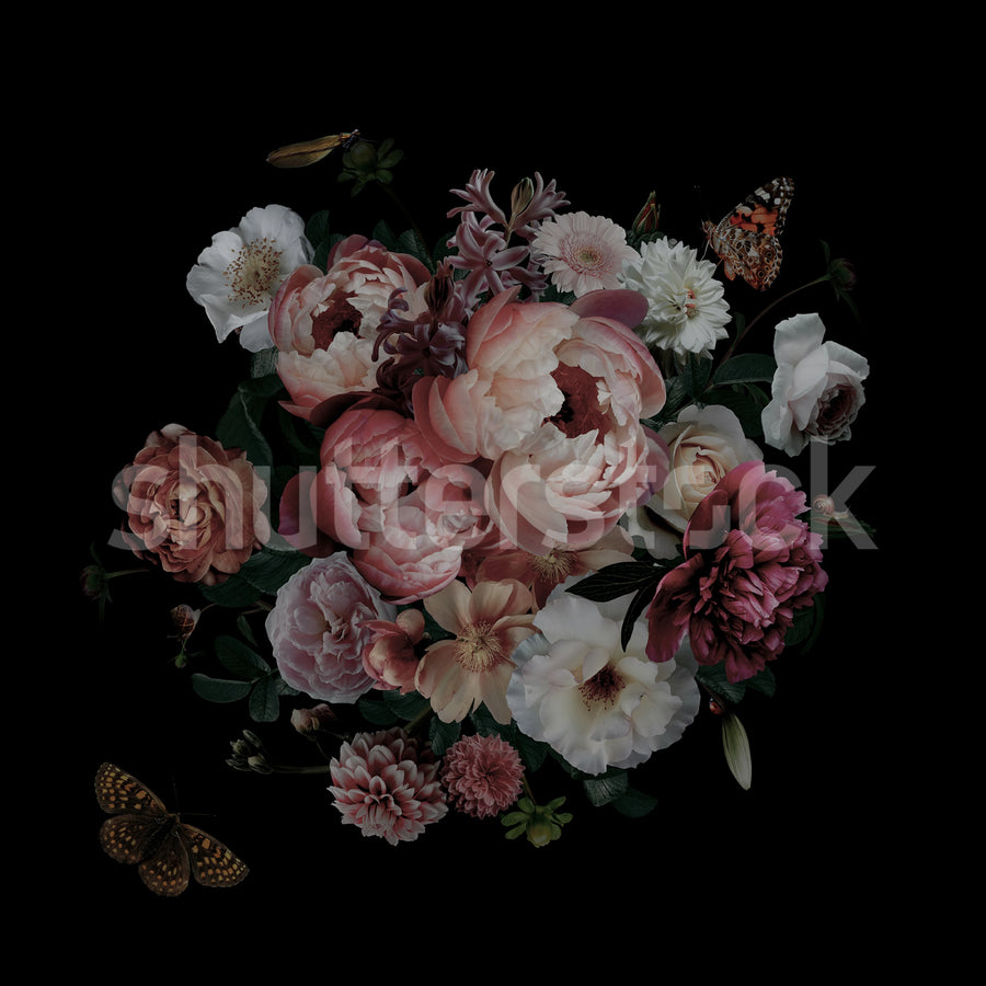 Dark Bouquet Mural Wallpaper