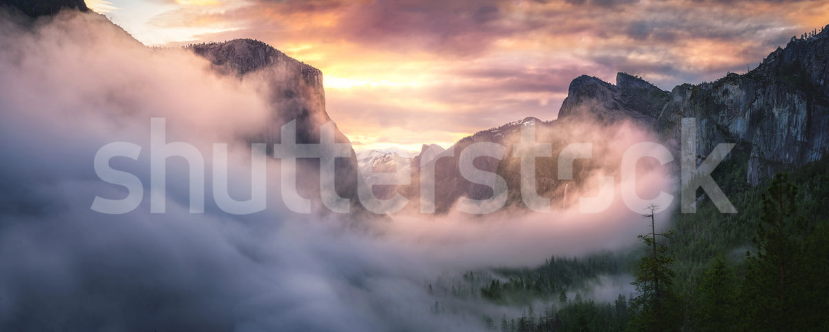 Sunset Mountains Mural Wallpaper - pure wallpaper artwork
