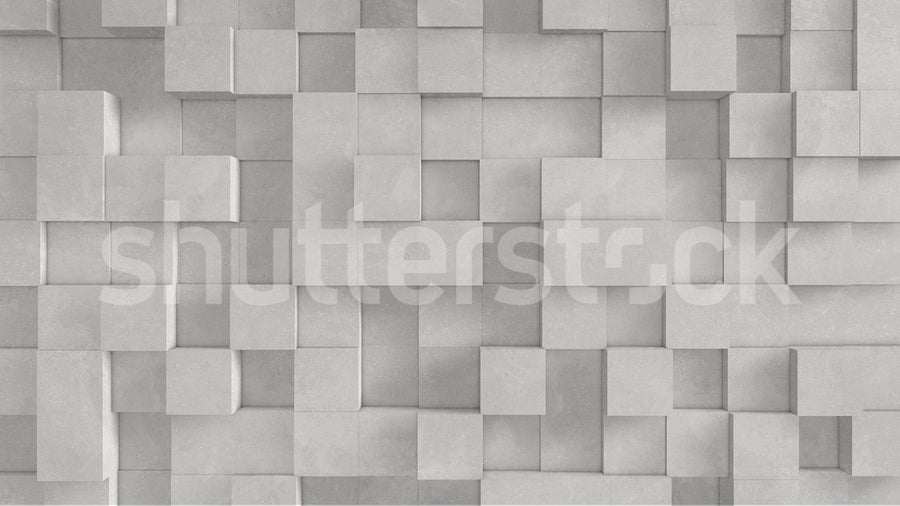 3D Boxes, Gray Mural Wallpaper