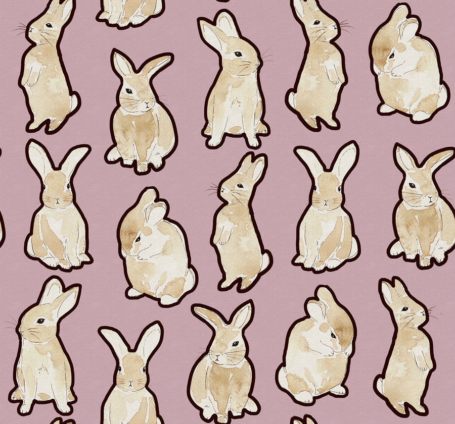 Year of the Bunny, Lilac Mural Wallpaper