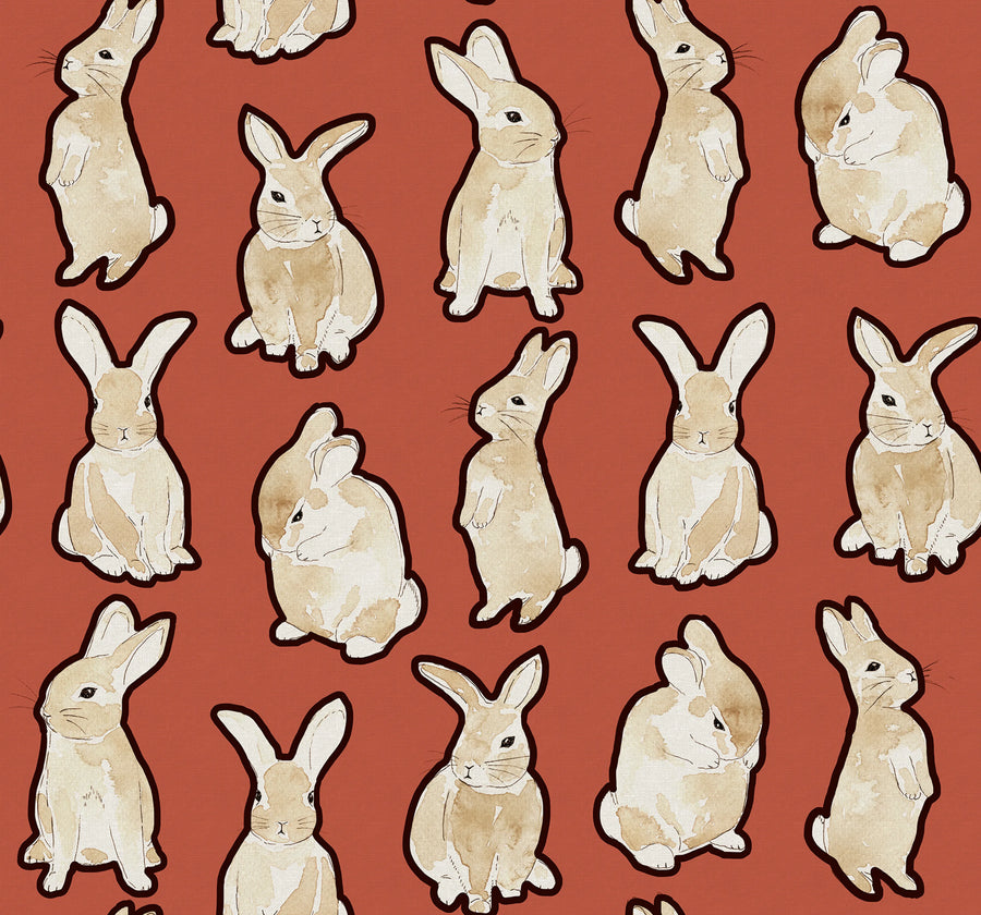 Year of the Bunny, Red Mural Wallpaper