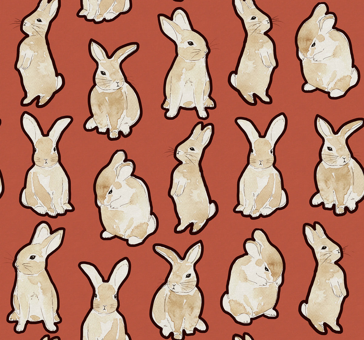Year of the Bunny, Red Mural Wallpaper - pure wallpaper artwork