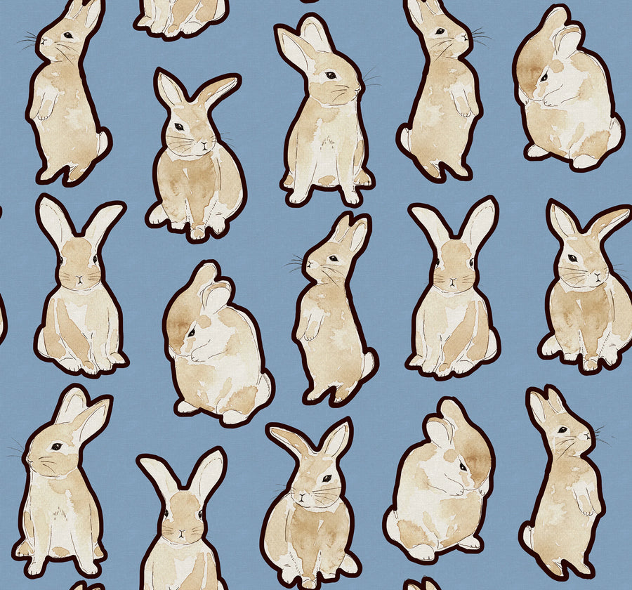 Year of the Bunny, Blue Mural Wallpaper