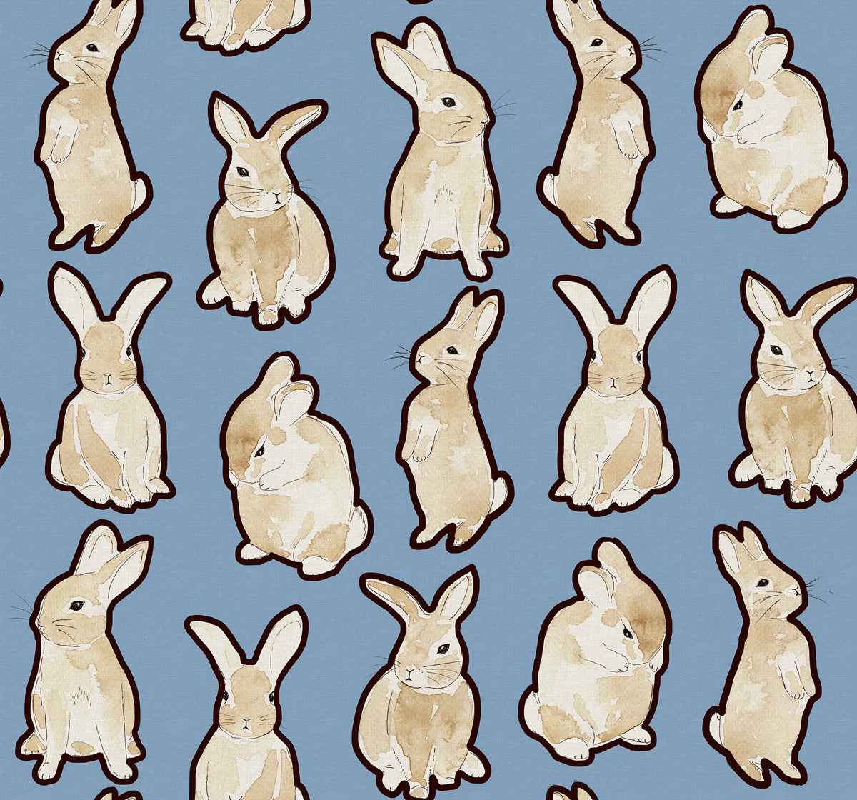 Year of the Bunny, Blue Mural Wallpaper - pure wallpaper artwork