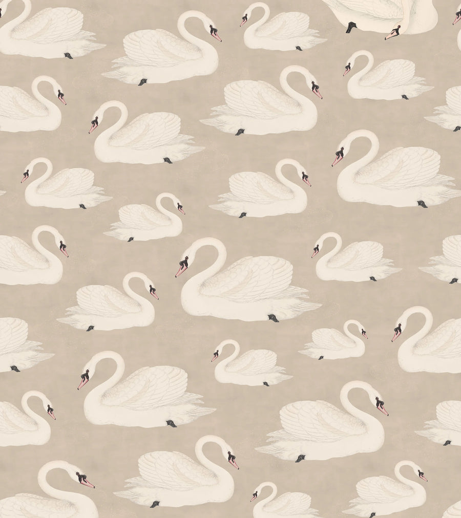 Whooper Swan, Beige Mural Wallpaper