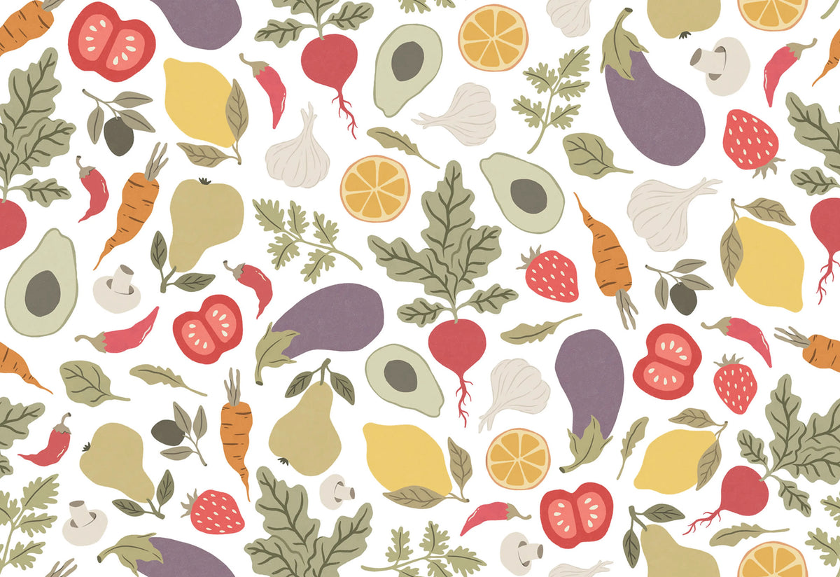 Eat Your Greens, White Mural Wallpaper - pure wallpaper artwork