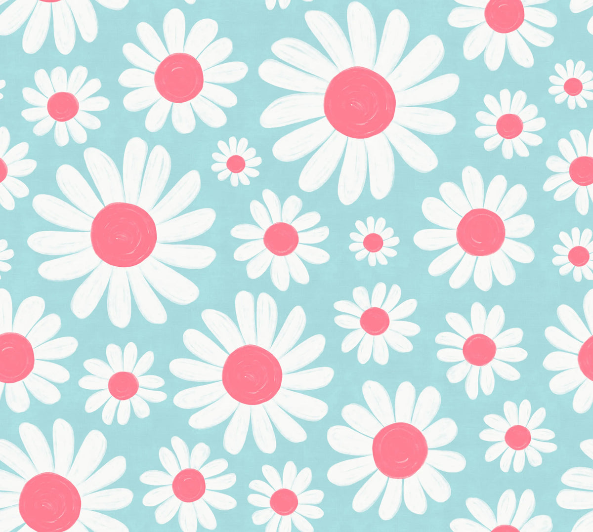Dashing Daisies, Turquoise Mural Wallpaper - pure wallpaper artwork
