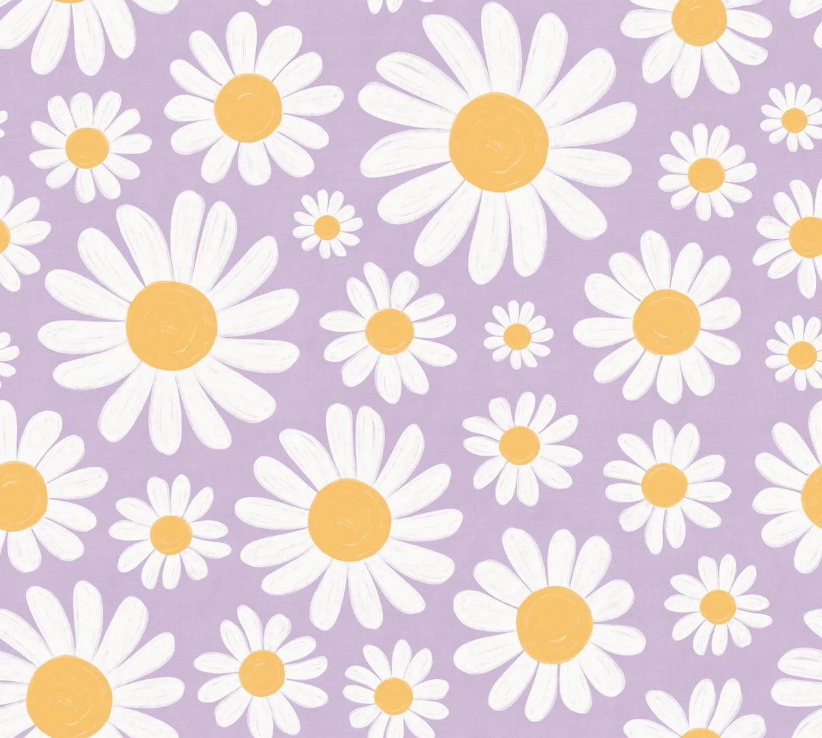Dashing Daisies, Lilac Mural Wallpaper - pure wallpaper artwork