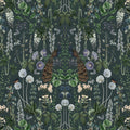Peacock Garden, Black Mural Wallpaper - pure wallpaper artwork