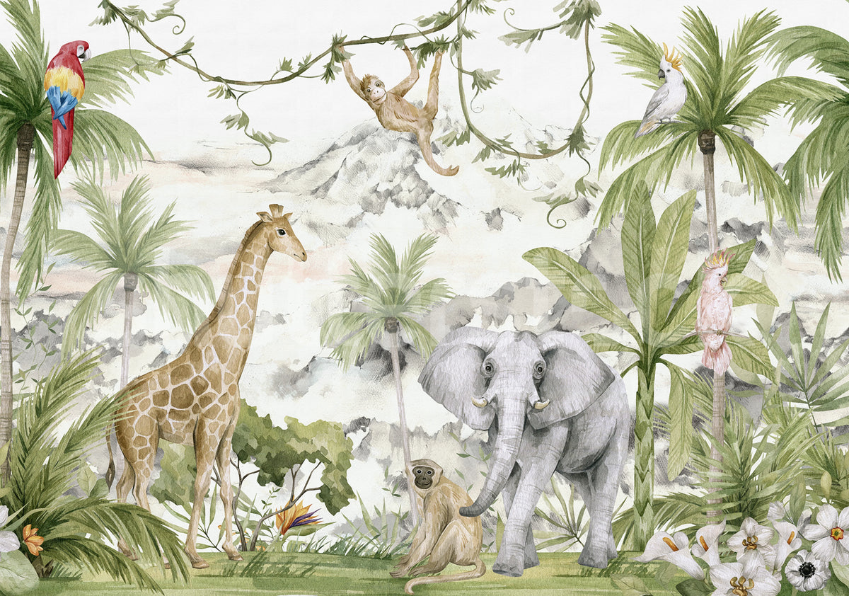 Jungle Friends Mural Wallpaper - pure wallpaper artwork