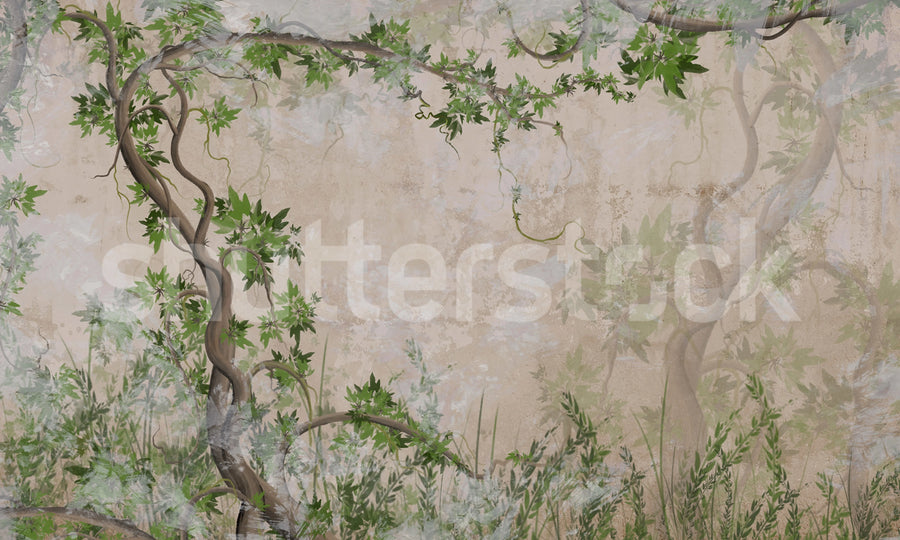 Curly Trees Mural Wallpaper