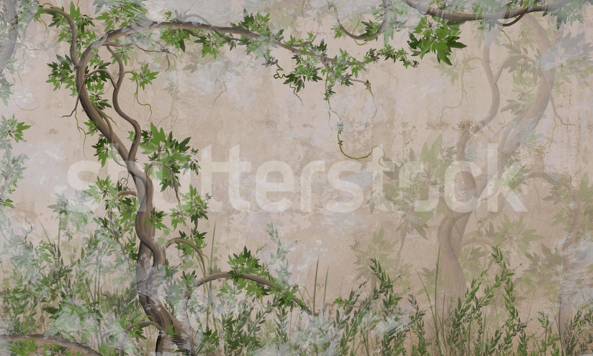 Curly Trees Mural Wallpaper - pure wallpaper artwork