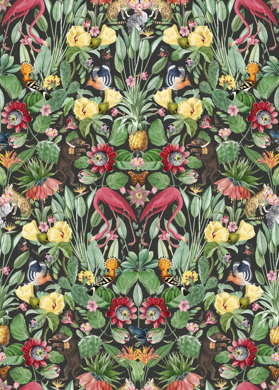 Whimsical Jungle, Night Mural Wallpaper