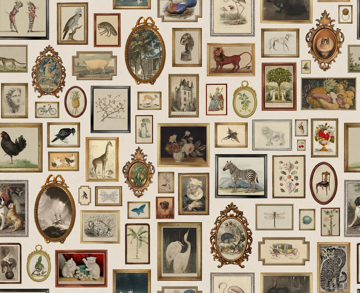 Vintage Frames, Beige Mural Wallpaper - pure wallpaper artwork