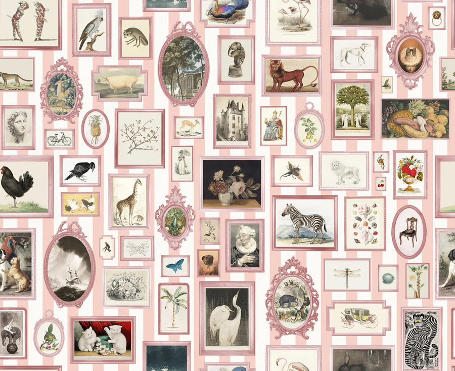 Vintage Frames, Pink Mural Wallpaper