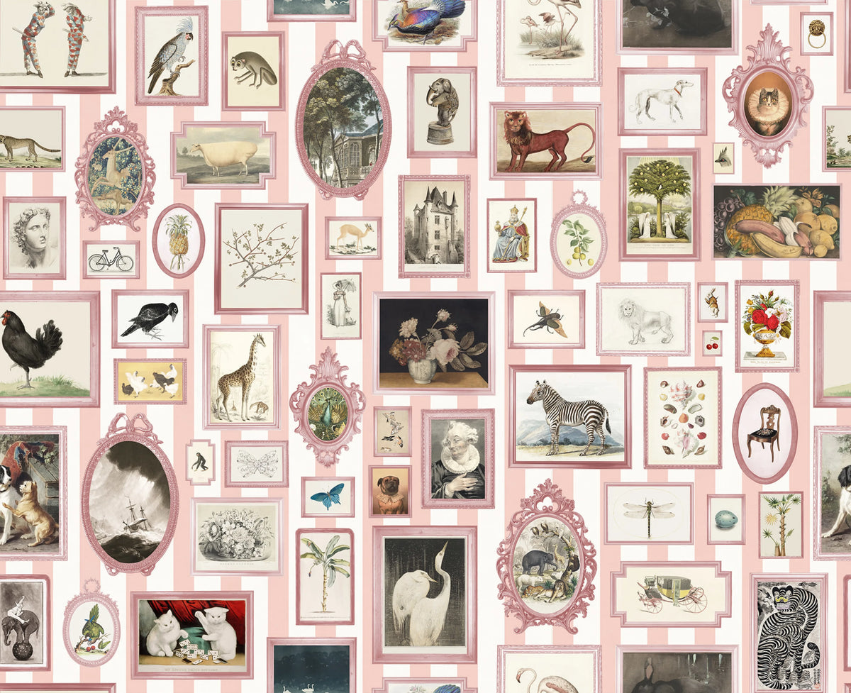 Vintage Frames, Pink Mural Wallpaper - pure wallpaper artwork